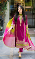 OML By Komal - 3PC Embroidered Suit with Tie and Dye Dupptta