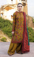 Hussain Rehar - 3PC Heavy Embroidered Dhanak Shirt with Printed Wool Shawl